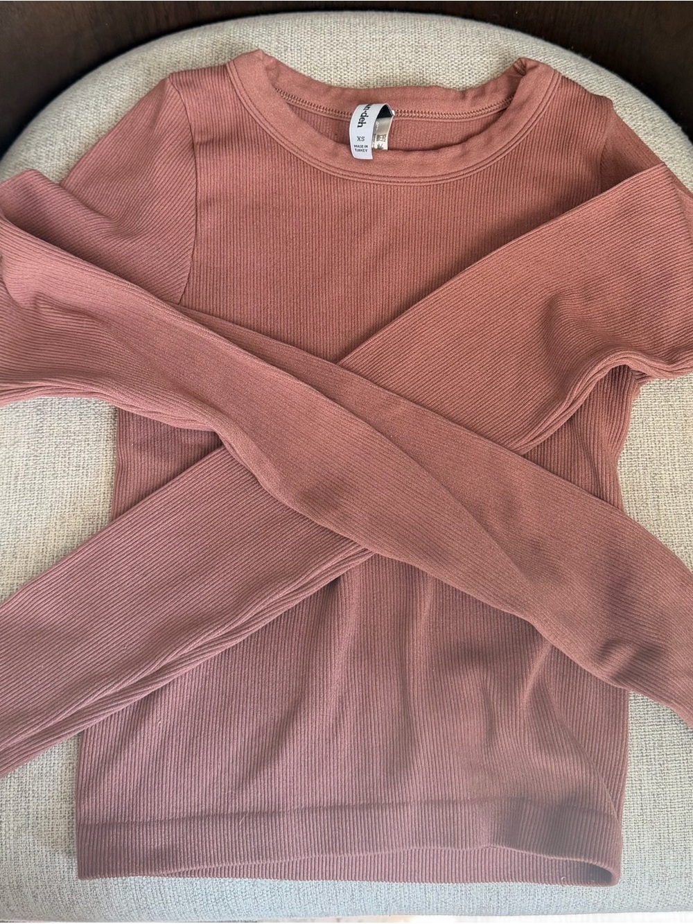 Aritzia sun-deh Ribbed Long Sleeve Top - brown